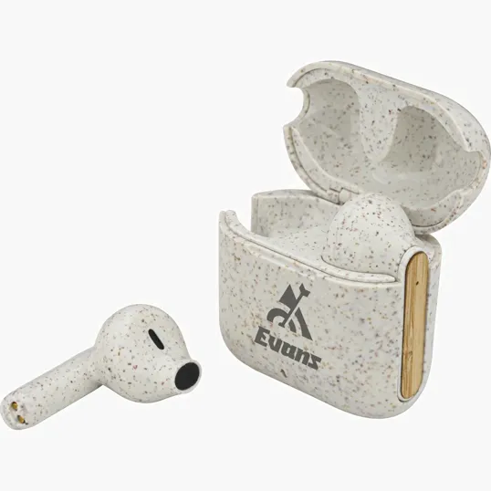 EarthTrendz™ Wheat Straw & Bamboo Earbuds with Charging Case — view 5