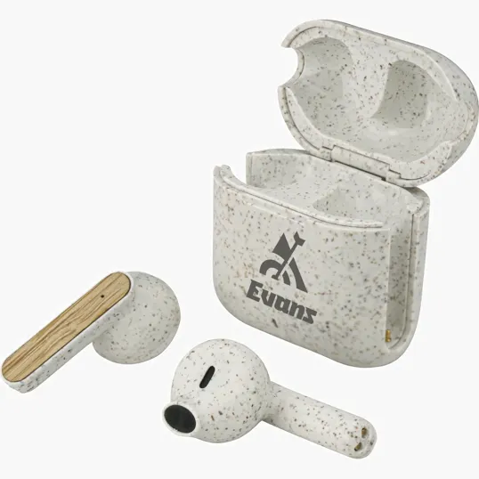EarthTrendz™ Wheat Straw & Bamboo Earbuds with Charging Case — view 8