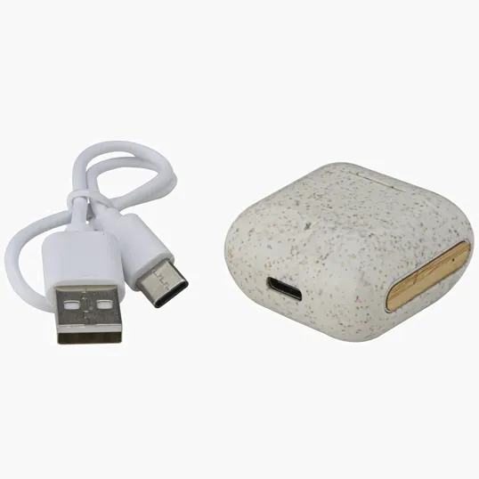 EarthTrendz™ Wheat Straw & Bamboo Earbuds with Charging Case — view 9