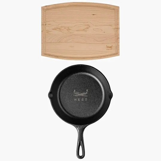Lodge® 8" Skillet and Cherry Arch Cutting Board Gift Set — view 4