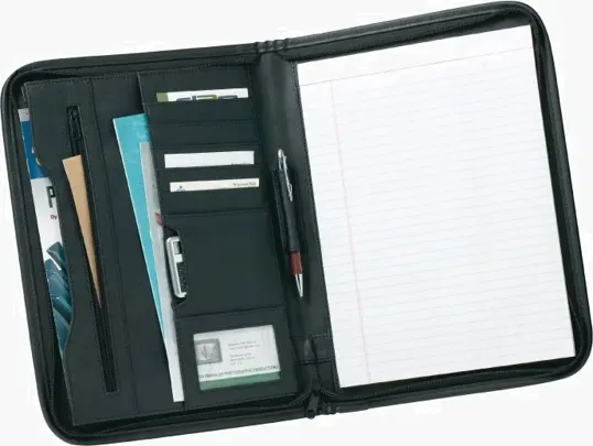 Oxford Zippered Simulated Leather Padfolio — view 3