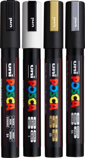 POSCA 4 Piece Metallic Marker Set with Bag — view 7