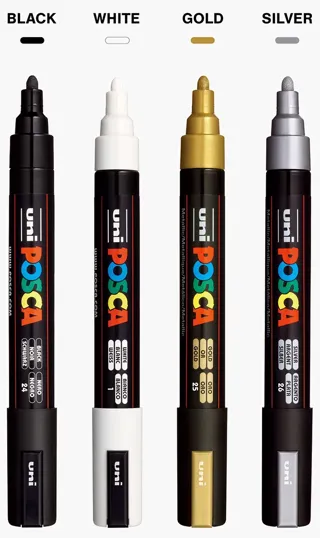 POSCA 4 Piece Metallic Marker Set with Bag — view 3