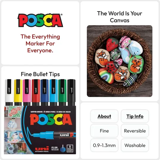 POSCA 8 Piece Basic Marker Set with Bag - Fine — view 10