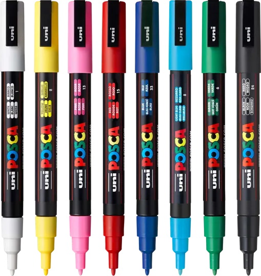 POSCA 8 Piece Basic Marker Set with Bag - Fine — view 11