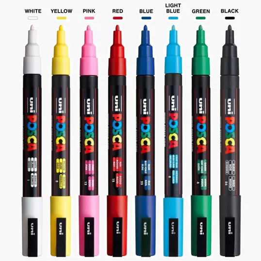POSCA 8 Piece Basic Marker Set with Bag - Fine