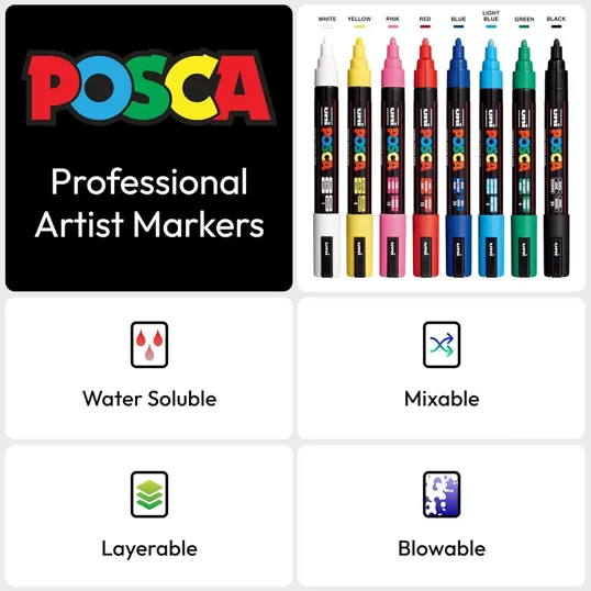 POSCA 8 Piece Basic Marker Set with Bag, Medium — view 6