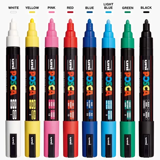 POSCA 8 Piece Basic Marker Set with Bag, Medium