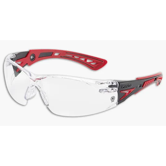 Bollé Rush Plus Safety Glasses with Clear Frame and Red Lens — view 2