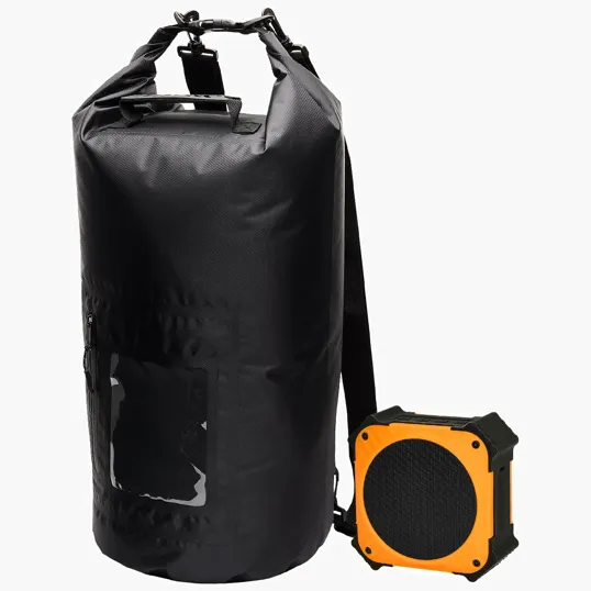 Traveling Sounds Kit with Solar Bluetooth Speaker and 31L Dry Bag Backpack