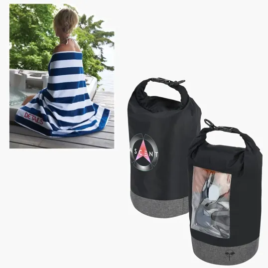 EarthTrendz™ Beach Day Kit with Waterproof Dry Bag and Cabana Towel — view 2