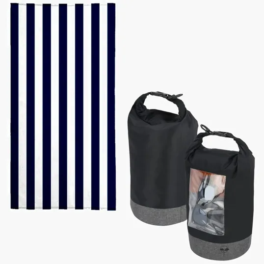 EarthTrendz™ Beach Day Kit with Waterproof Dry Bag and Cabana Towel — view 3