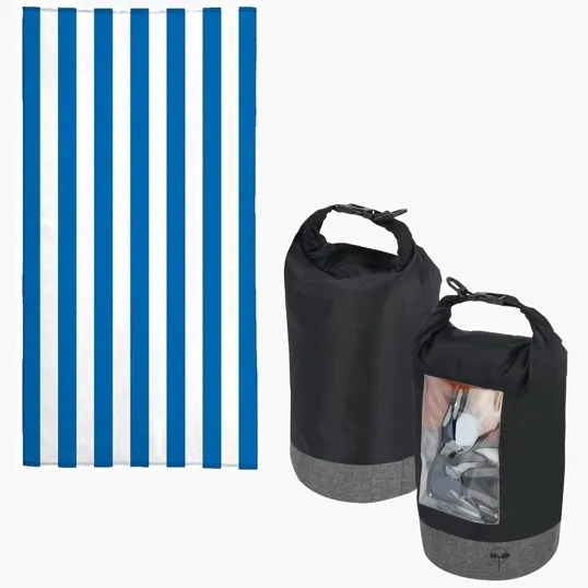 EarthTrendz™ Beach Day Kit with Waterproof Dry Bag and Cabana Towel — view 4