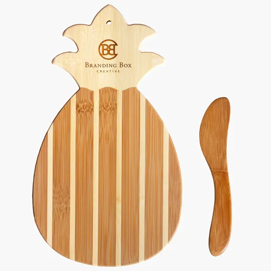 Totally Bamboo Pineapple Charcuterie Board with Spreader Knife Gift Set