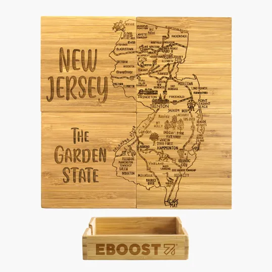 Totally Bamboo New Jersey Puzzle Coaster Set