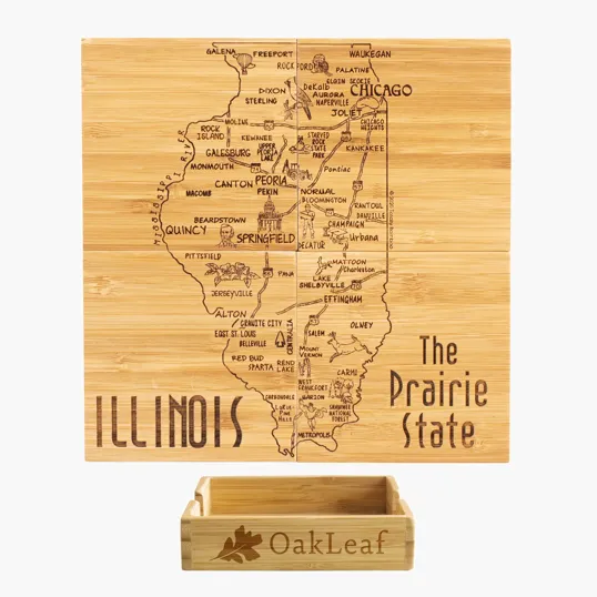 Totally Bamboo Illinois Puzzle Coaster Set