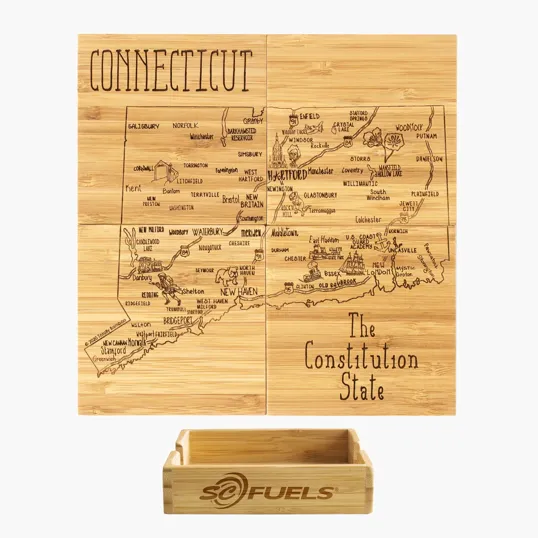 Totally Bamboo Connecticut Puzzle Coaster Set
