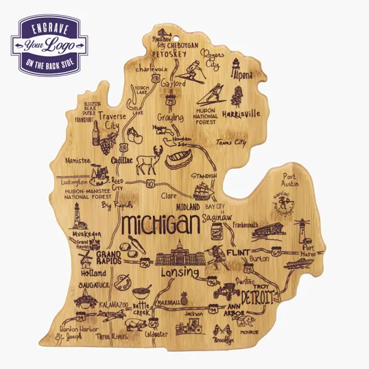 Destination Michigan Mitt Bamboo Cutting & Serving Board