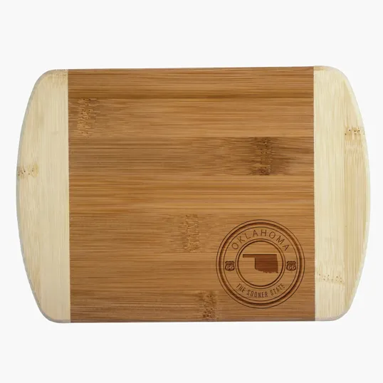 Oklahoma State Stamp 2-Tone Bamboo Bar Board