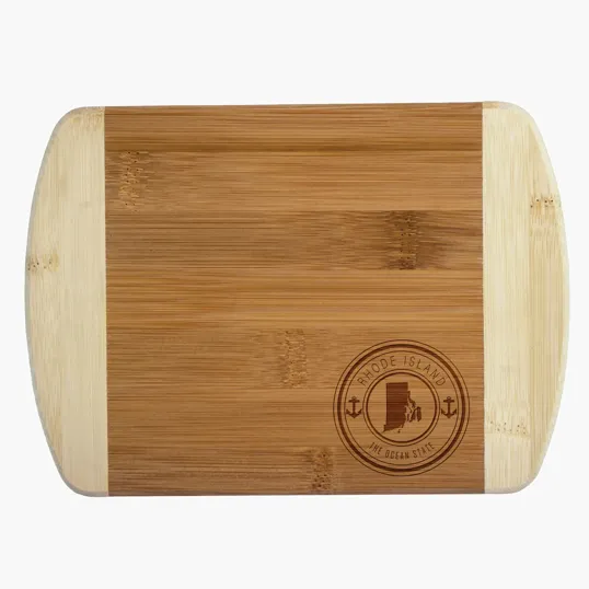 Rhode Island State Stamp 2-Tone Bamboo Bar Board