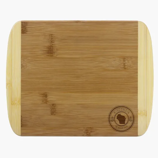 Wisconsin State Stamp 2-Tone Bamboo Cutting Board, 11"