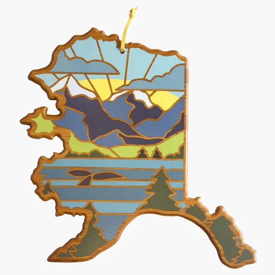 Totally Bamboo Alaska State Shaped Serving and Cutting Board