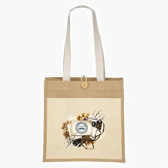 Izzy™ Jute Tote with Cotton Front Pocket — view 4