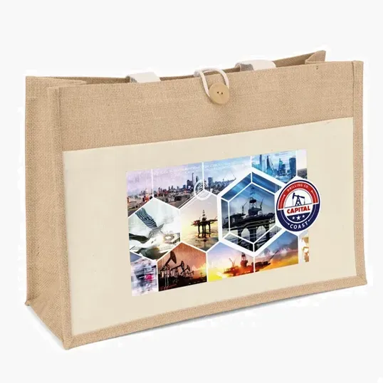 Riley™ Jute Tote with Cotton Front Pocket — view 3
