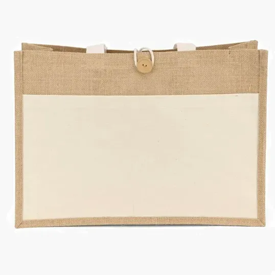 Riley™ Jute Tote with Cotton Front Pocket — view 5