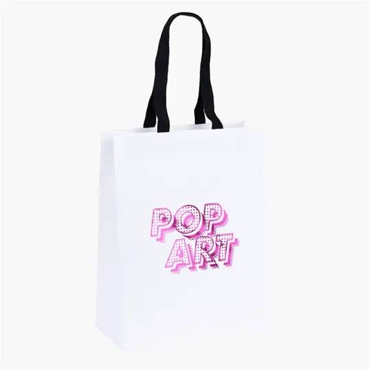 Woven Handle White Eurotote with Foil Print — view 3