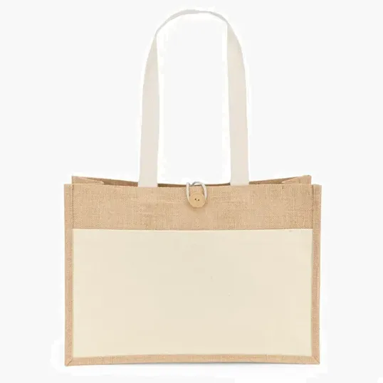 Riley™ Jute Tote with Cotton Front Pocket — view 4