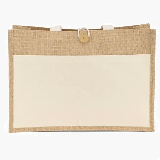 Riley™ Jute Tote with Cotton Front Pocket — view 5