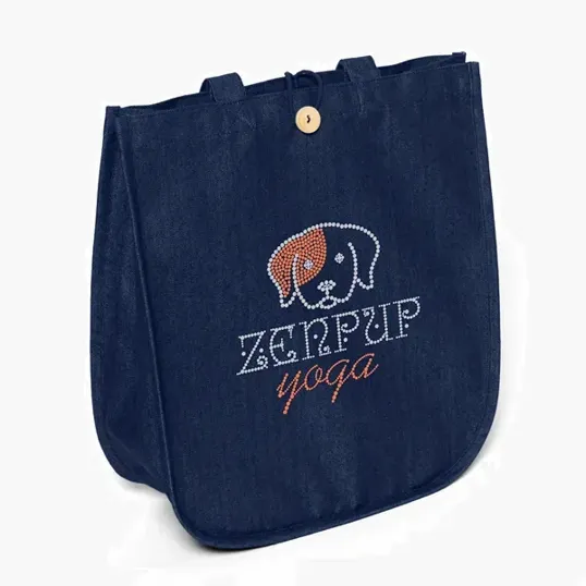 Dan Denim Tote with Sparkle Heat Transfer — view 3