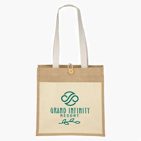 Izzy™ Jute Tote with Cotton Front Pocket