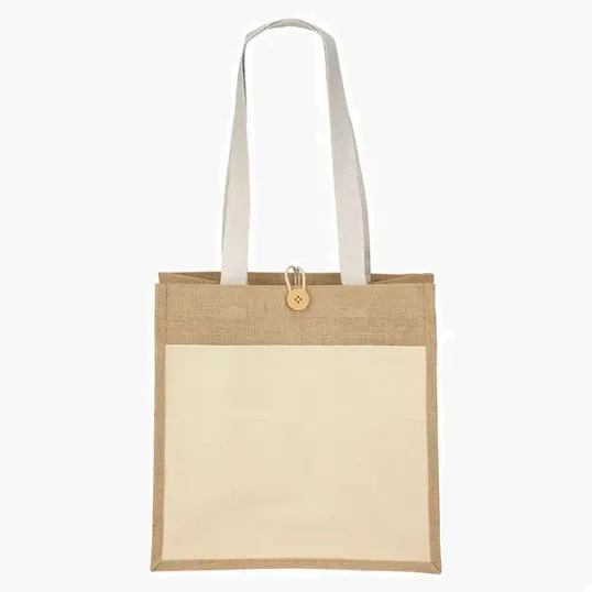 Izzy™ Jute Tote with Cotton Front Pocket — view 2