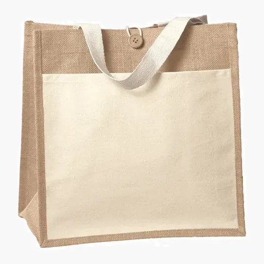 Izzy™ Jute Tote with Cotton Front Pocket — view 4