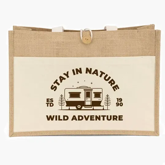 Riley™ Jute Tote with Cotton Front Pocket — view 3