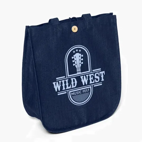 Dan Denim Tote with Screen Print — view 3